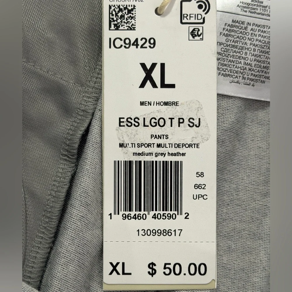 Adidas Essential Fleece Tapered Cuff Pants Sweatpants Joggers Gray Mens Size XL